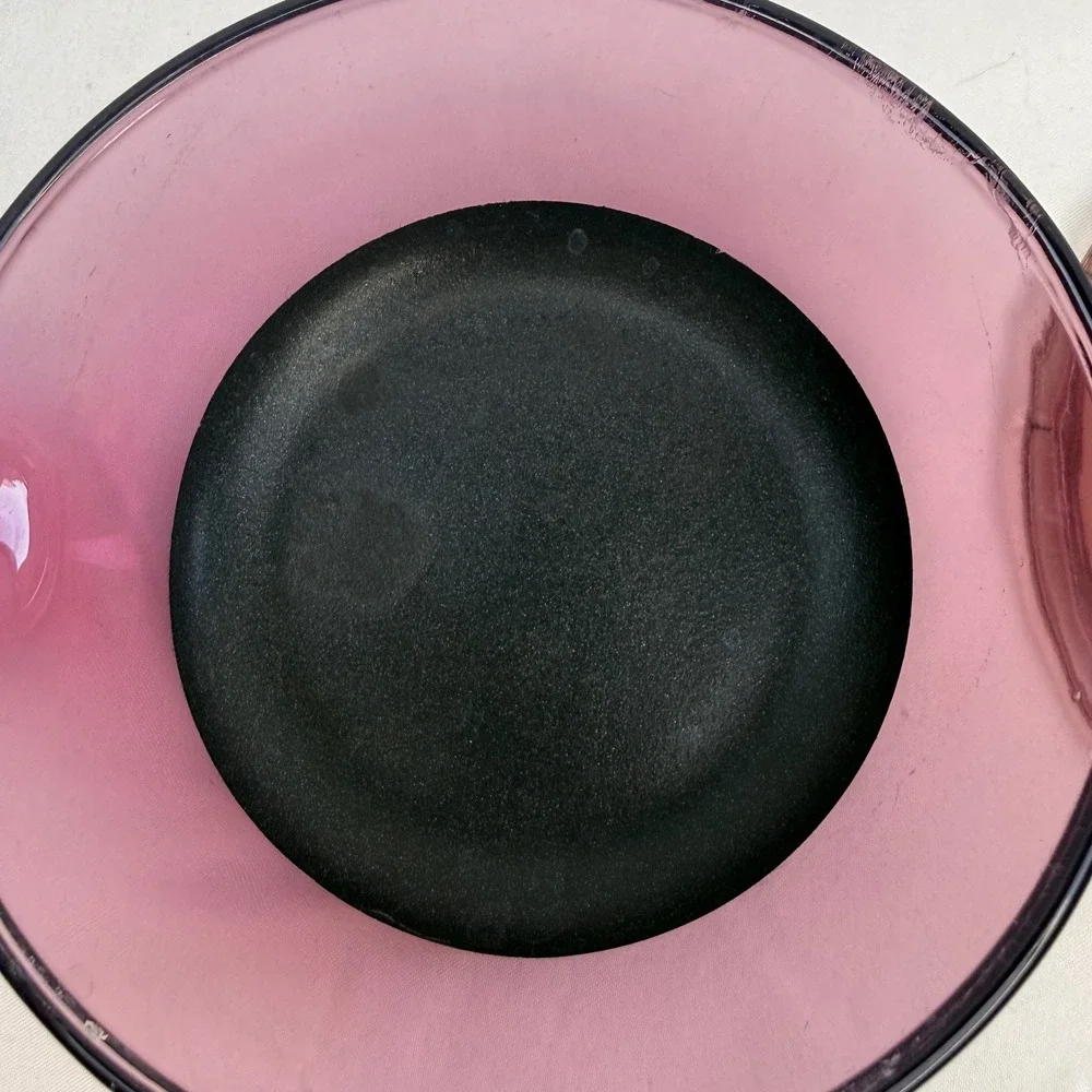 Vision Corning Cranberry Glass Skillet Saucepan with Pyrex V1C Lid Non-Stick